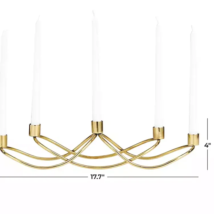 Candle Holders>Kirklands Home Stainless Steel Curved Candelabra Gold