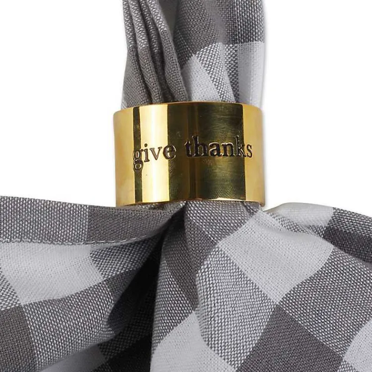 Fall>Kirklands Home Gold Stamped Harvest Napkin Rings, Set of 4