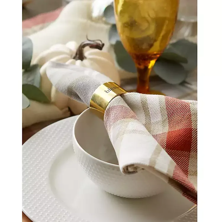 Fall>Kirklands Home Gold Stamped Harvest Napkin Rings, Set of 4