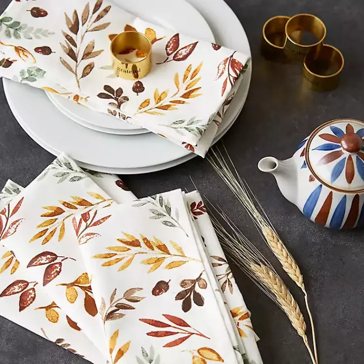 Fall>Kirklands Home Gold Stamped Harvest Napkin Rings, Set of 4