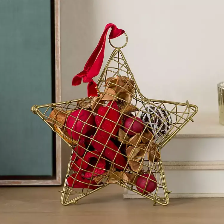 Christmas Fragrance>Kirklands Home Gold Star Caged Potpourri