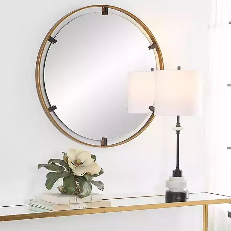 Kirklands Home Gold Suspended Round Wall Mirror Best