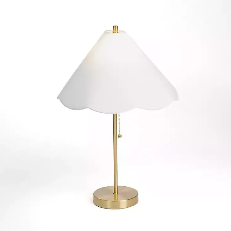 Kirklands Home Gold Table Lamp with Scalloped Shade White New