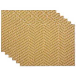 Kirklands Home Textured Twill Weave Placemats, Set of 6 Gold New