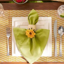 Kirklands Home Textured Twill Weave Placemats, Set of 6 Gold New