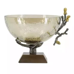 Decorative Bowls & Jars>Kirklands Home Gold Tipped Walnut Wood Glass Bowl