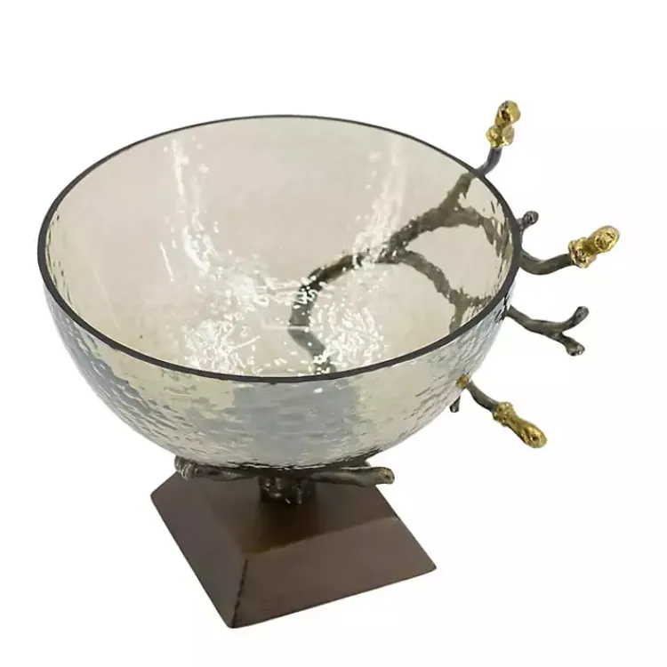 Decorative Bowls & Jars>Kirklands Home Gold Tipped Walnut Wood Glass Bowl