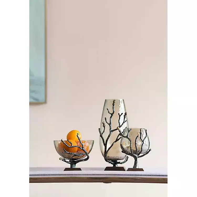 Decorative Bowls & Jars>Kirklands Home Gold Tipped Walnut Wood Glass Bowl