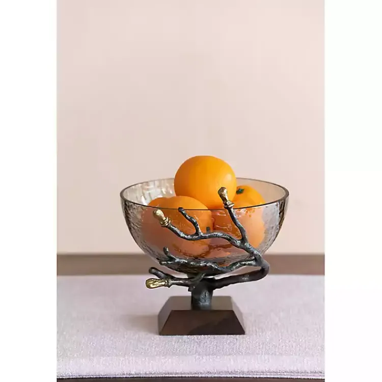 Decorative Bowls & Jars>Kirklands Home Gold Tipped Walnut Wood Glass Bowl