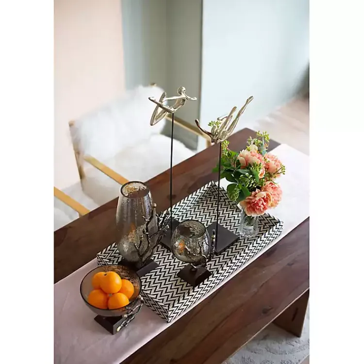 Decorative Bowls & Jars>Kirklands Home Gold Tipped Walnut Wood Glass Bowl