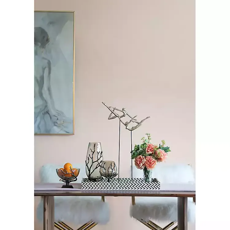Decorative Bowls & Jars>Kirklands Home Gold Tipped Walnut Wood Glass Bowl