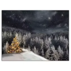 Christmas Art & Wall Decor>Kirklands Home Gold Tree Winter Landscape Canvas Art Print