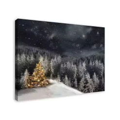 Christmas Art & Wall Decor>Kirklands Home Gold Tree Winter Landscape Canvas Art Print