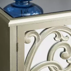 Kirklands Home Wood Carved Scroll Mirrored Cabinet Gold Best