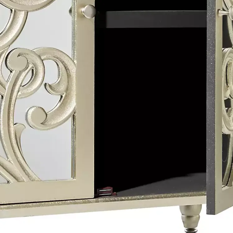 Kirklands Home Wood Carved Scroll Mirrored Cabinet Gold Best