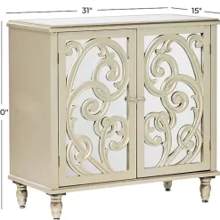 Kirklands Home Wood Carved Scroll Mirrored Cabinet Gold Best