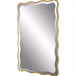 Kirklands Home Gold Wood Wavy Frame Beveled Wall Mirror Hot