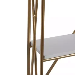 Kirklands Home Gold X-Frame Daisy White Wood Wall Shelf Sale