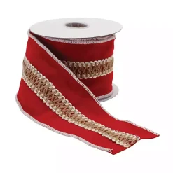 Christmas Decorations>Kirklands Home Gold Zig Zag 5 yard Christmas Ribbons, Set of 2