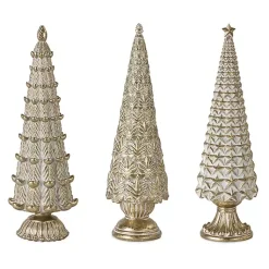 Christmas Decorations>Kirklands Home Golden Art Decor Cone Tabletop Trees, Set of 3