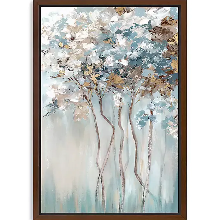 Kirklands Home Golden Blue Forest Framed Canvas Art Print New