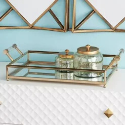 Decorative Trays>Kirklands Home en Glammed Mirror Decorative Tray Gold