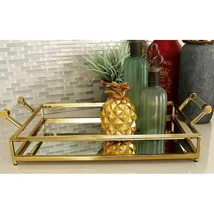 Decorative Trays>Kirklands Home en Glammed Mirror Decorative Tray Gold
