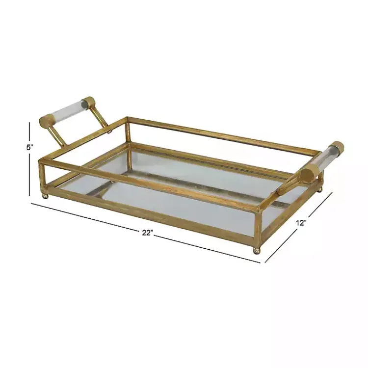 Decorative Trays>Kirklands Home en Glammed Mirror Decorative Tray Gold