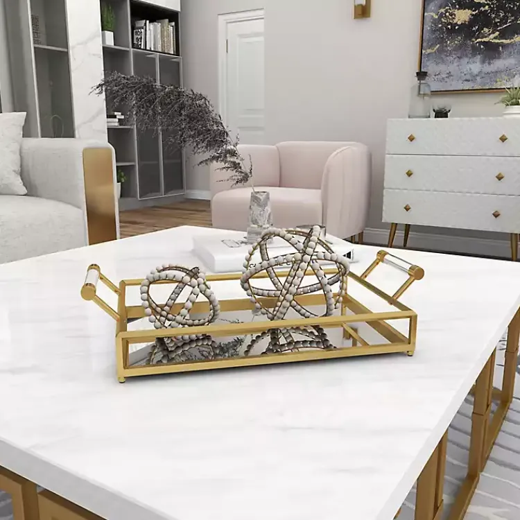 Decorative Trays>Kirklands Home en Glammed Mirror Decorative Tray Gold