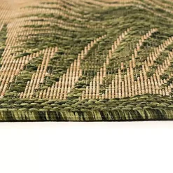 Kirklands Home Golden Green Palm Leaves Outdoor Area Rug, 4x7 New