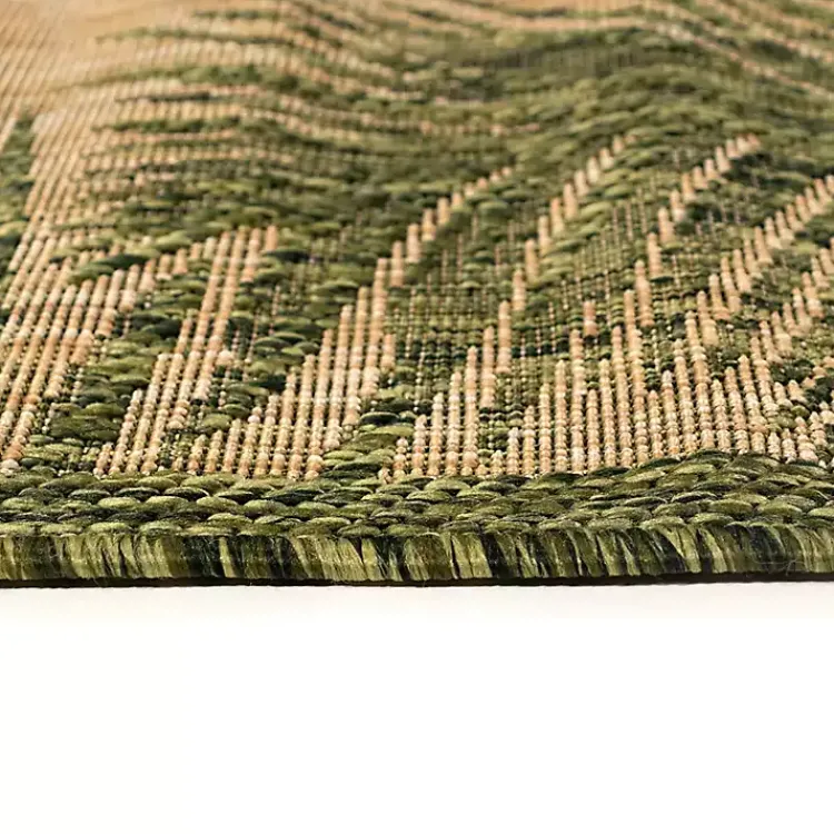 Kirklands Home Golden Green Palm Leaves Outdoor Area Rug, 4x7 New