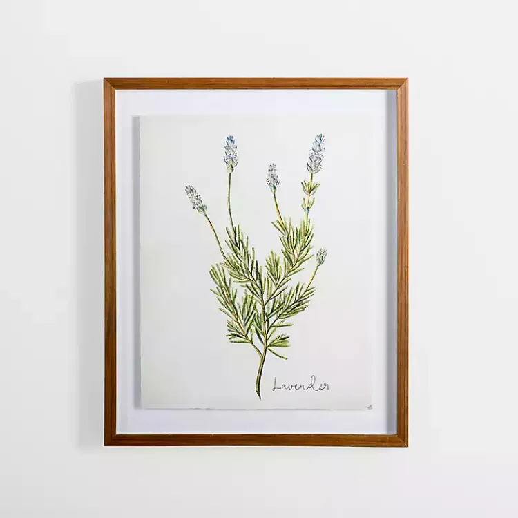 Kirklands Home Golden Leaves Herbs Lavender Framed Art Print New