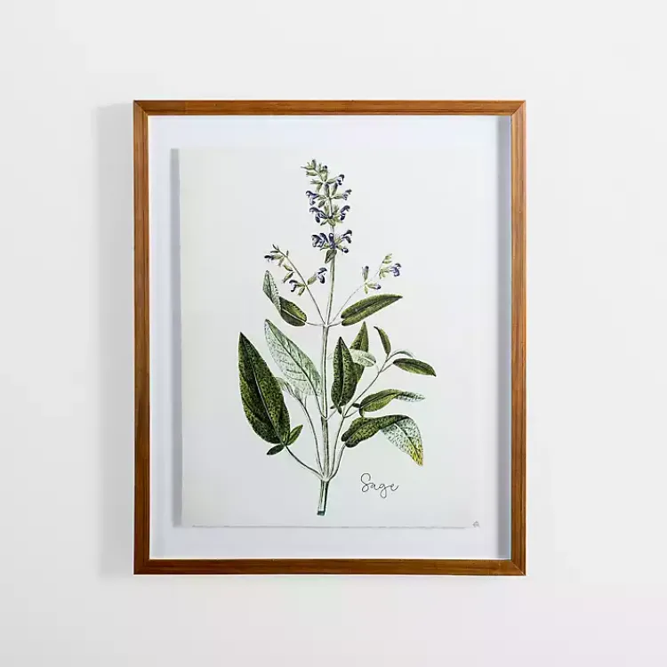 Kirklands Home Golden Leaves Herbs Sage Framed Art Print