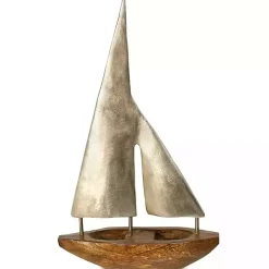 Statues & Figurines>Kirklands Home Golden Mango Wood Sailboat, 16 in.