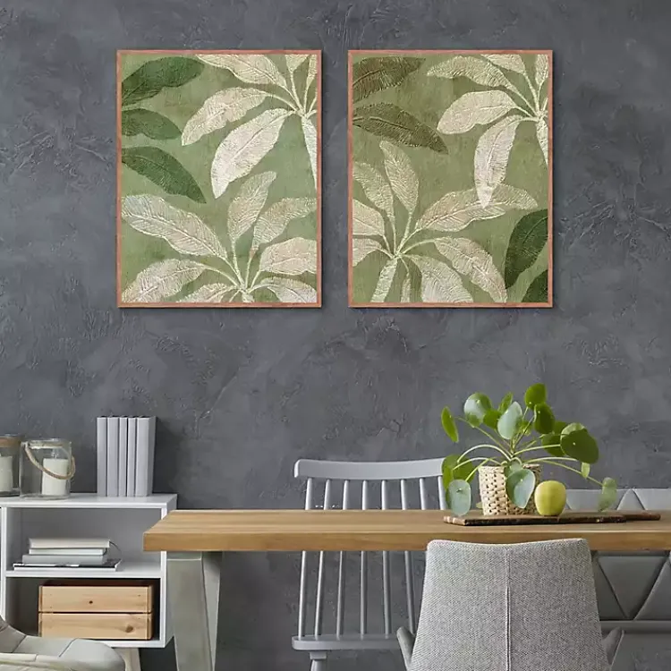 Kirklands Home Golden Palms Framed Canvas Art Prints, Set of 2