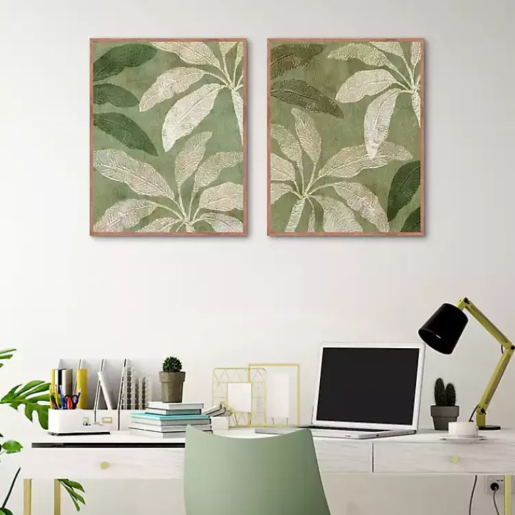 Kirklands Home Golden Palms Framed Canvas Art Prints, Set of 2