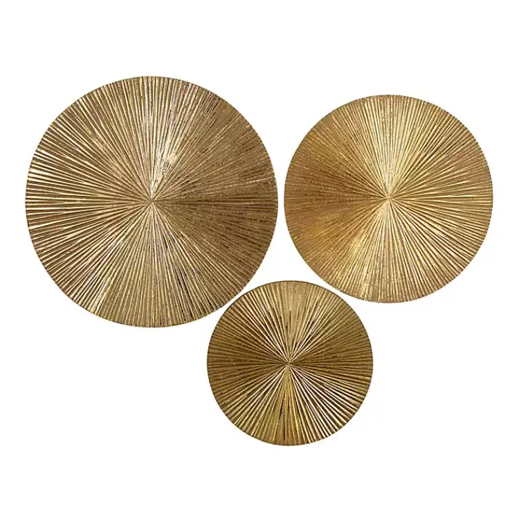Kirklands Home en Ribbed Sunburst Wall Plates, Set of 3 Gold Online