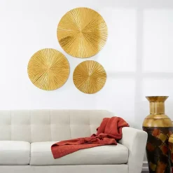 Kirklands Home en Ribbed Sunburst Wall Plates, Set of 3 Gold Online