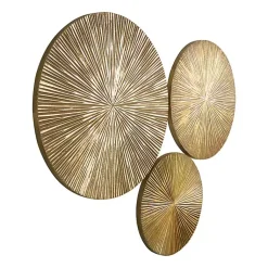 Kirklands Home en Ribbed Sunburst Wall Plates, Set of 3 Gold Online