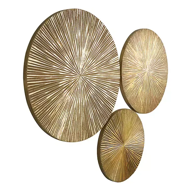 Kirklands Home en Ribbed Sunburst Wall Plates, Set of 3 Gold Online