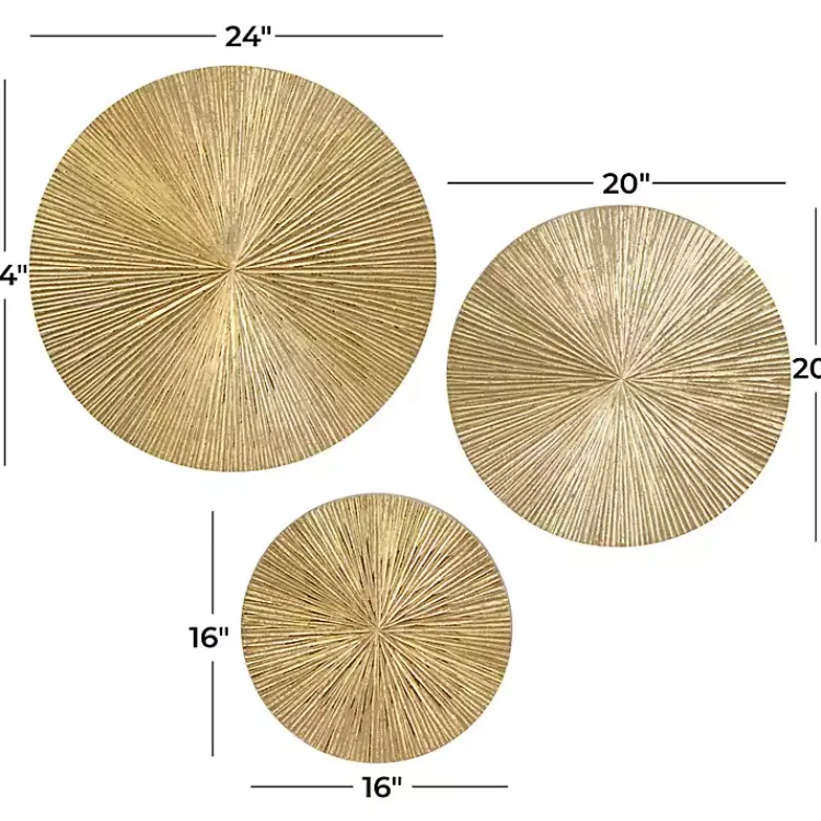 Kirklands Home en Ribbed Sunburst Wall Plates, Set of 3 Gold Online