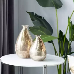 Vases>Kirklands Home en Rustic Blown Glass Bulb Vases, Set of 2 Gold