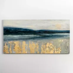 Kirklands Home Golden Turquoise Abstract Canvas Wall Art Sale