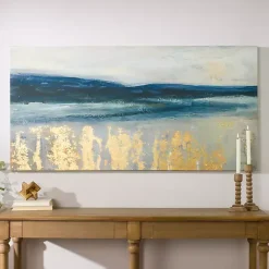 Kirklands Home Golden Turquoise Abstract Canvas Wall Art Sale