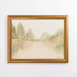 Kirklands Home Golden Watercolor Treeline Framed Canvas Art Print Clearance