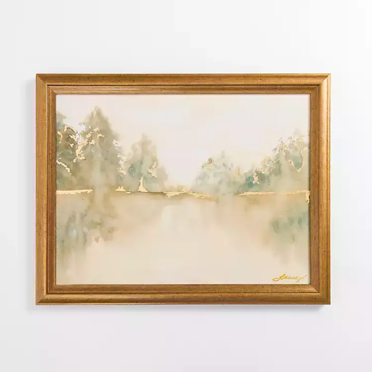 Kirklands Home Golden Watercolor Treeline Framed Canvas Art Print Clearance