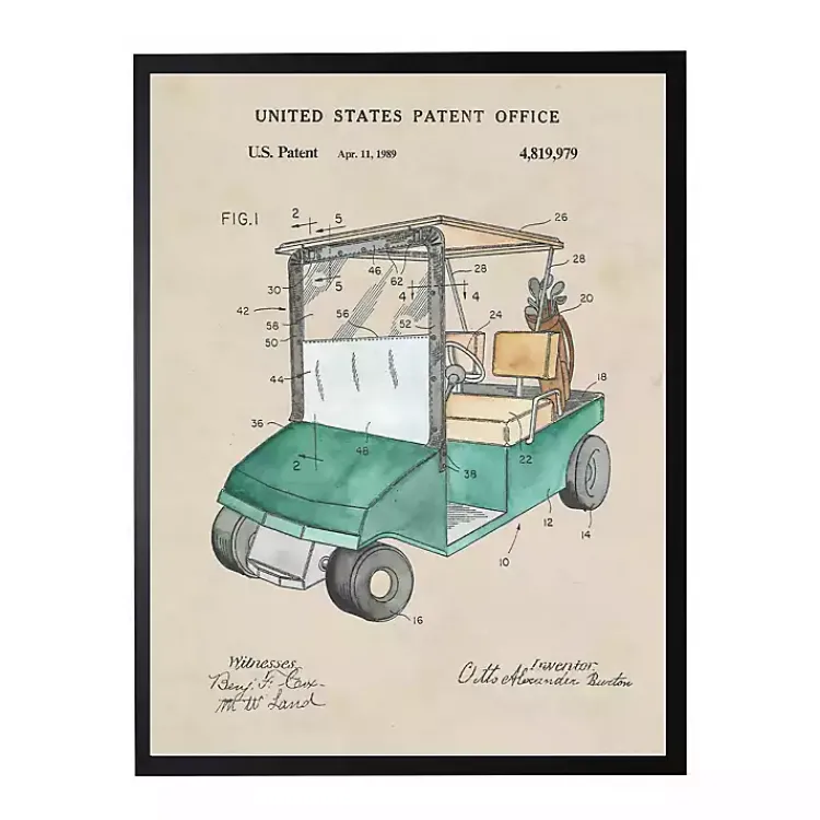 Kirklands Home Golf Cart Patent Framed Art Print Tan Hot