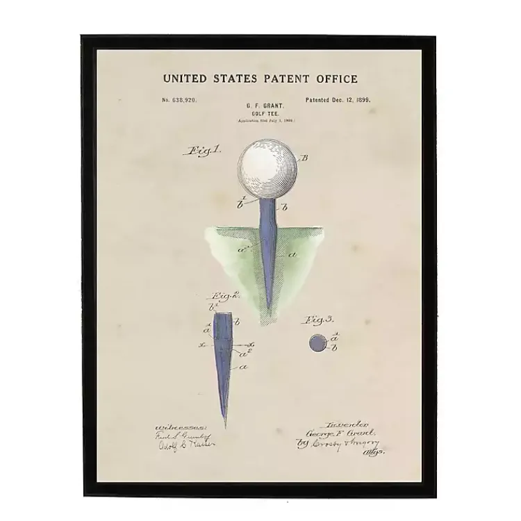 Kirklands Home Golf Tee Patent Framed Art Print Tan Best