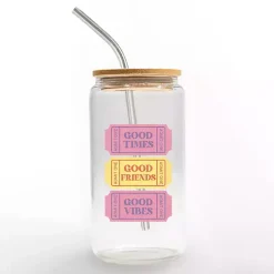Kirklands Home Good Vibes Ticket Stub Glass Tumbler Outlet