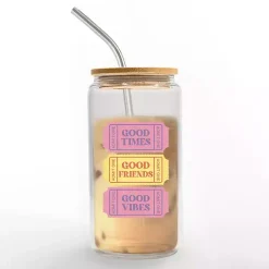 Kirklands Home Good Vibes Ticket Stub Glass Tumbler Outlet